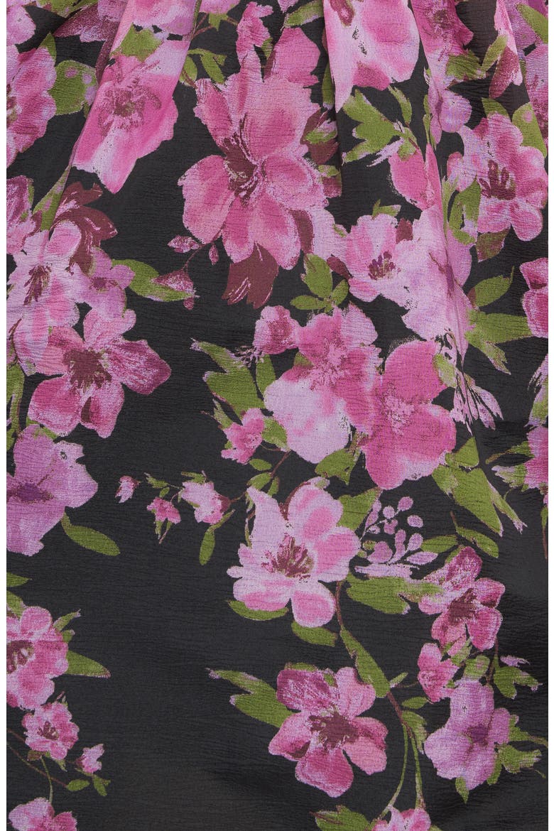 Floral Print Sleeveless Midi Dress, Alternate, color, BLACK