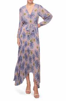 MELLODAY Tie Waist Long Sleeve Pleated Maxi Dress