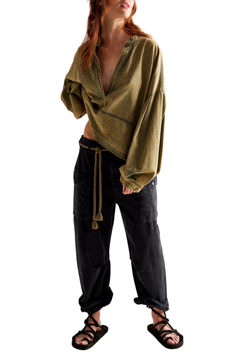 Free People Mending Heart Belted Cotton Utility Pants, Alternate, color, 