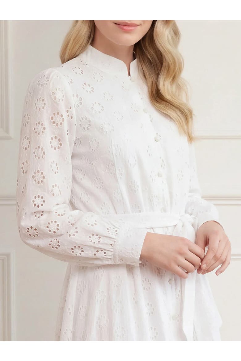 Romilly Cotton Long Sleeve Shirt Dress, Alternate, color, Optic White