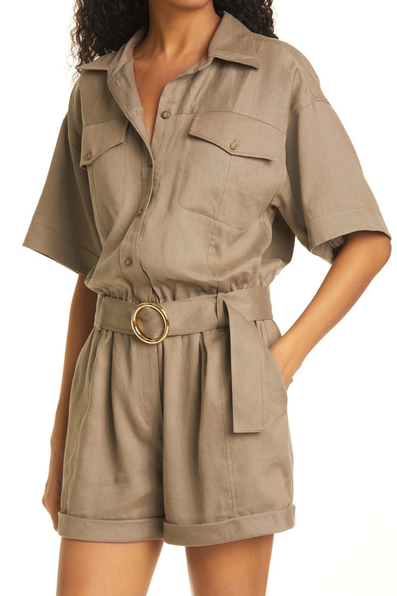 Arie Short Sleeve Romper, Alternate, color, DESERT