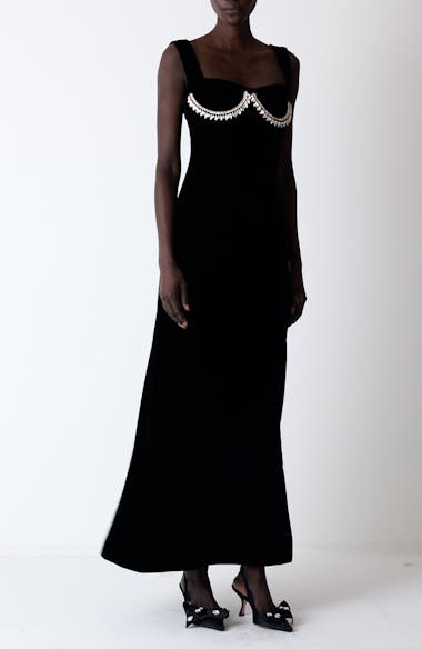 Giambattista Valli Crystal Bustier Velvet Gown | Nordstrom