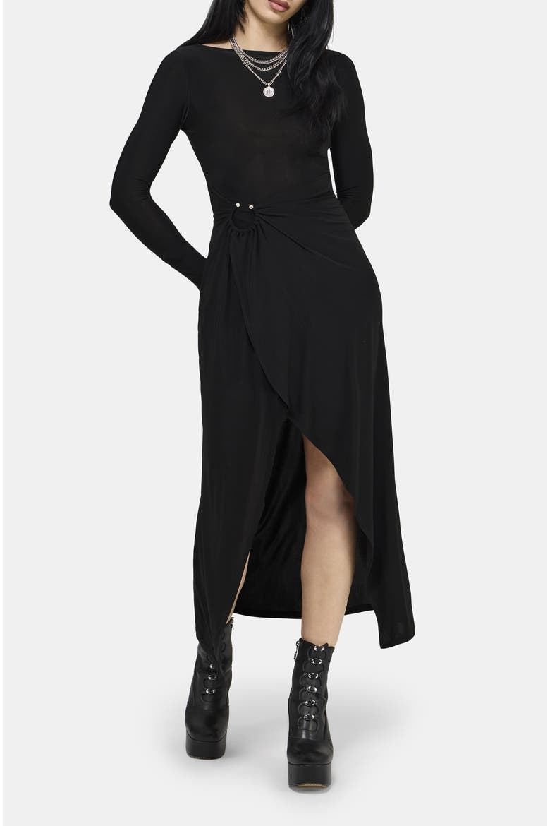 Bellamira Ring Waist Midaxi Dress, Alternate, color, Black
