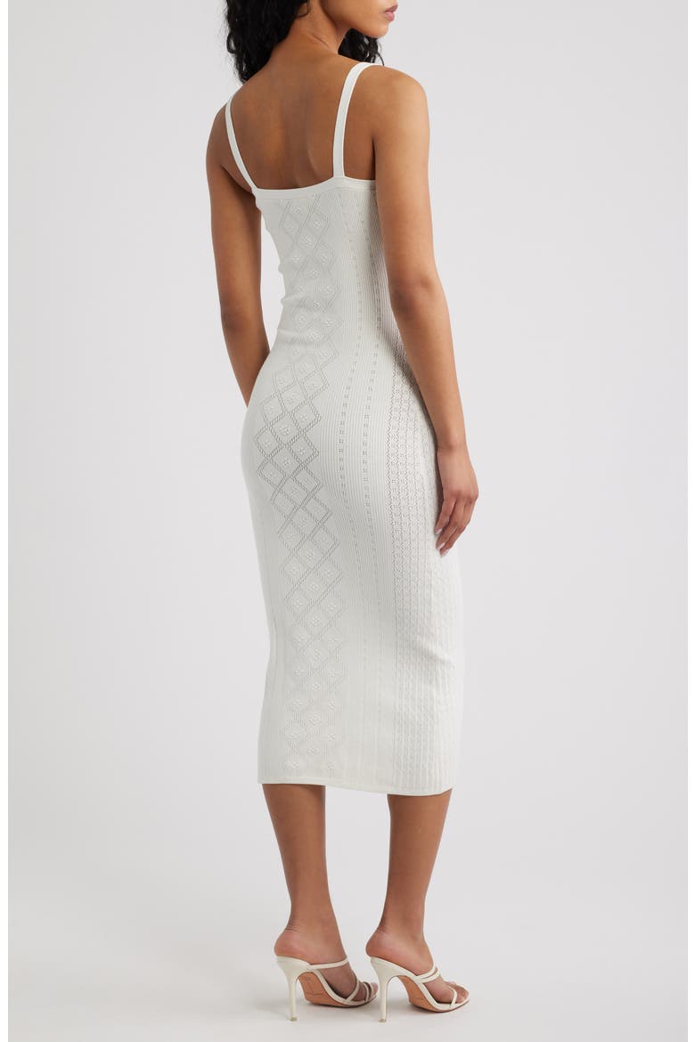 Opalina Sleeveless Mixed Stitch Midi Dress, Alternate, color, OFF WHITE