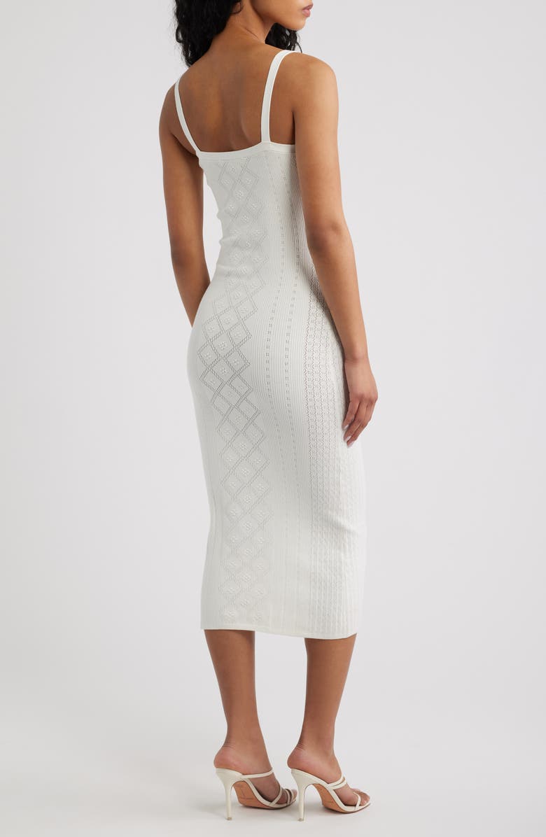 LoveShackFancy Opalina Sleeveless Mixed Stitch Midi Dress, Alternate, color, Off White