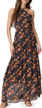 PAIGE Calypso Floral Tiered Silk Georgette Maxi Dress