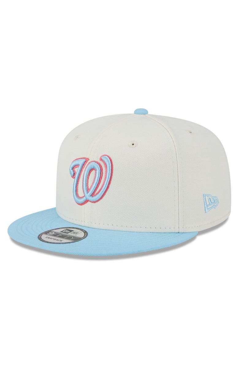 New Era Men's New Era Cream/Light Blue Washington Nationals Spring Basic Two-Tone 9FIFTY Snapback Hat, Main, color, 