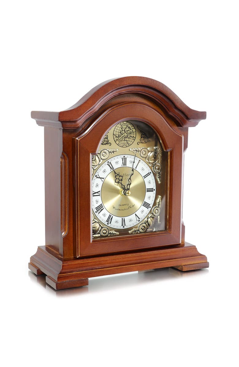 Bedford Clock Collection Mantel Clock with Chimes, Alternate, color, Redwood