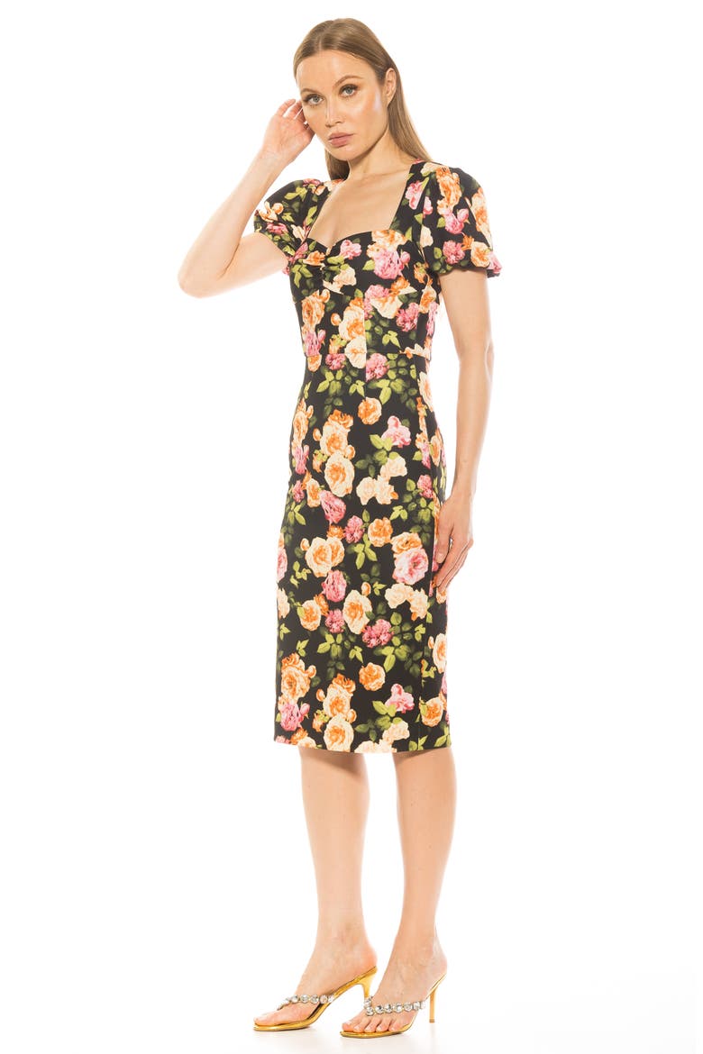Micaela Sweetheart Neck Sheath Dress, Alternate, color, BLACK FLORAL