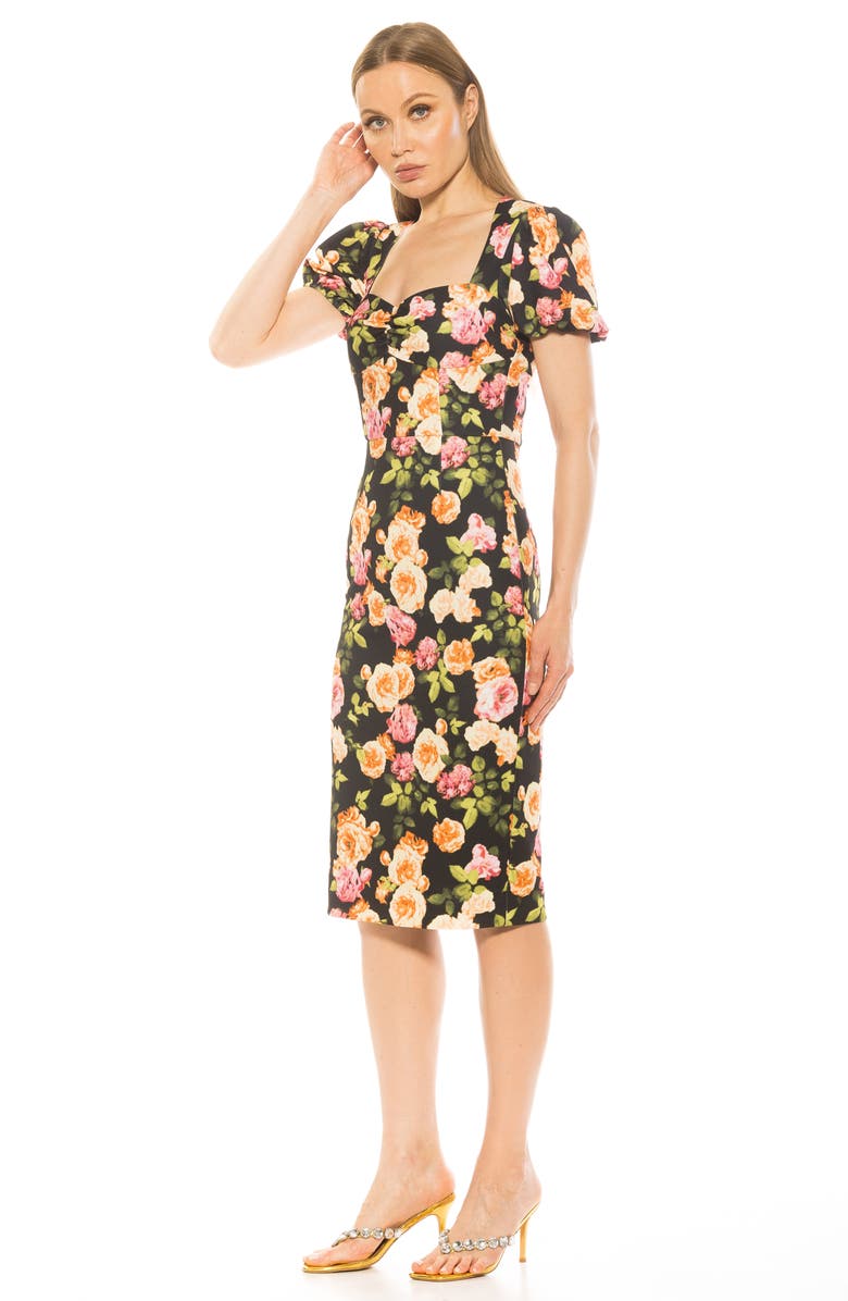 Alexia Admor Micaela Sweetheart Neck Sheath Dress, Alternate, color, Black Floral