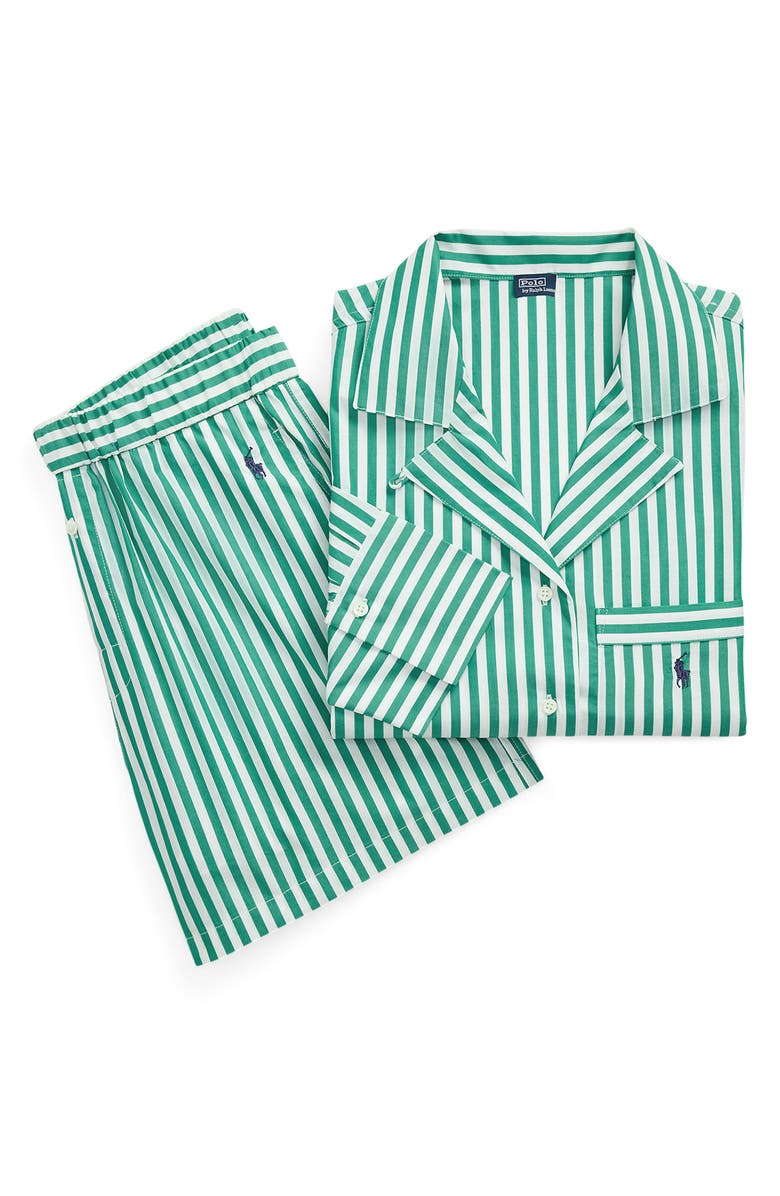 Polo Ralph Lauren Crop Cotton Poplin Short Pajamas, Alternate, color, Vine Green