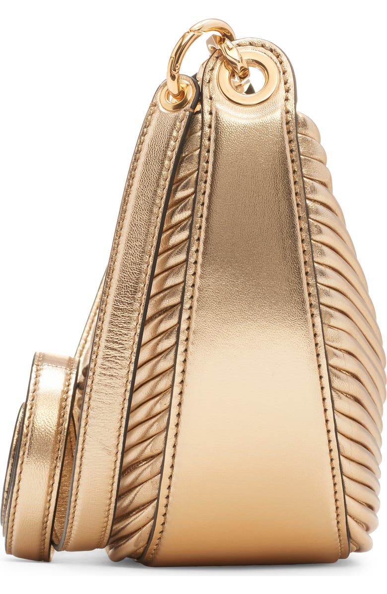 Valentino Garavani Small VLOGO Moon Metallic Lambskin Hobo Bag with Chain, Alternate, color,