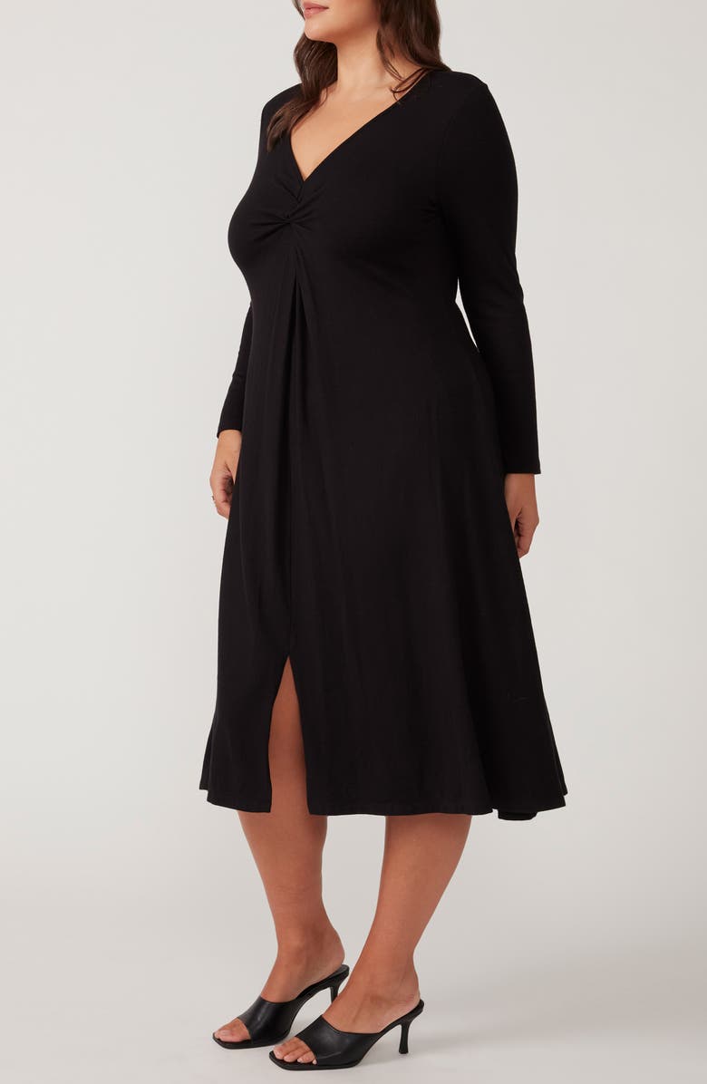 Estelle Eclipse Long Sleeve V-Neck Midi Dress, Alternate, color, 