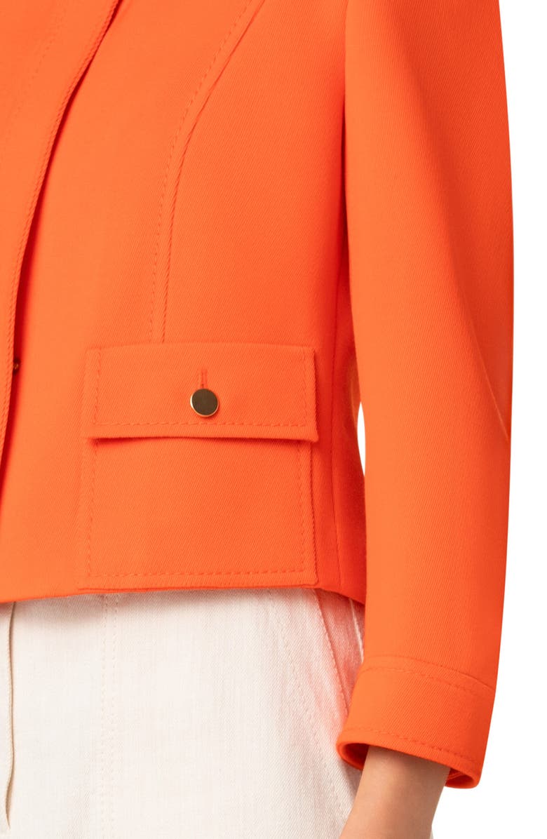 Akris punto Wool Tricotine Crop Jacket, Alternate, color, Orange