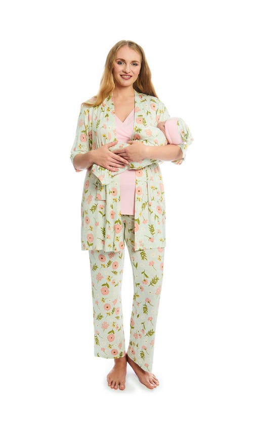 Everly Grey Analise During & After 5-piece Maternity/nursing Sleep Set For Mom & Baby In Multi
