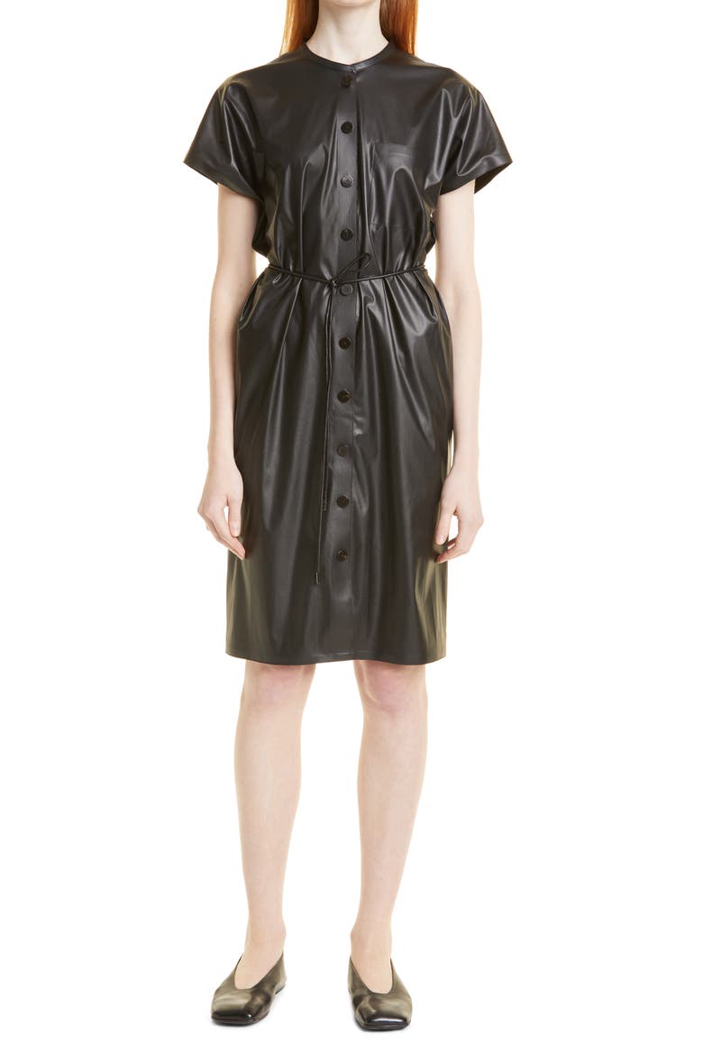 B. Pap Triangle Faux Leather Dress, Main, color, BLACK