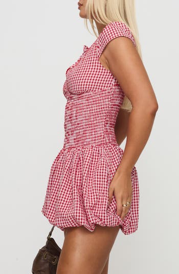Ladybug Gingham Smocked Minidress