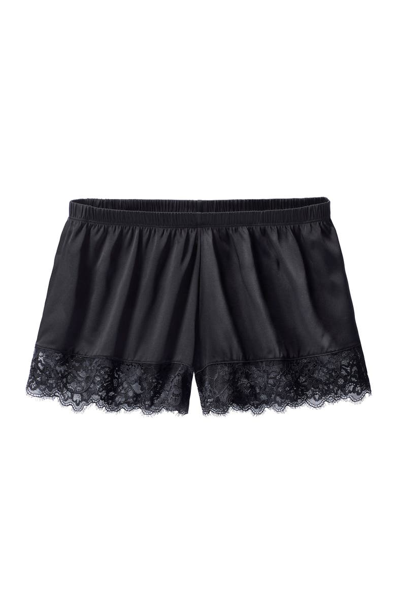 Silk Lace Sleep Shorts, Alternate, color, Black