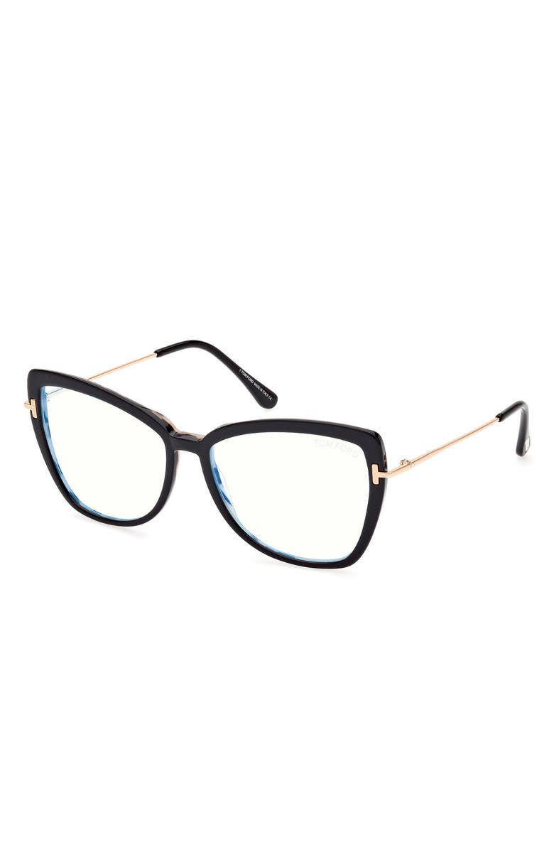 TOM FORD 55mm Butterfly Blue Light Blocking Glasses, Alternate, color, 