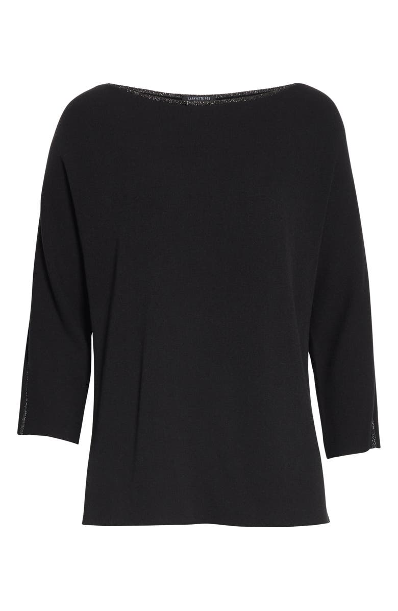Lafayette 148 New York Glitter Trim Dolman Sweater, Alternate, color, 