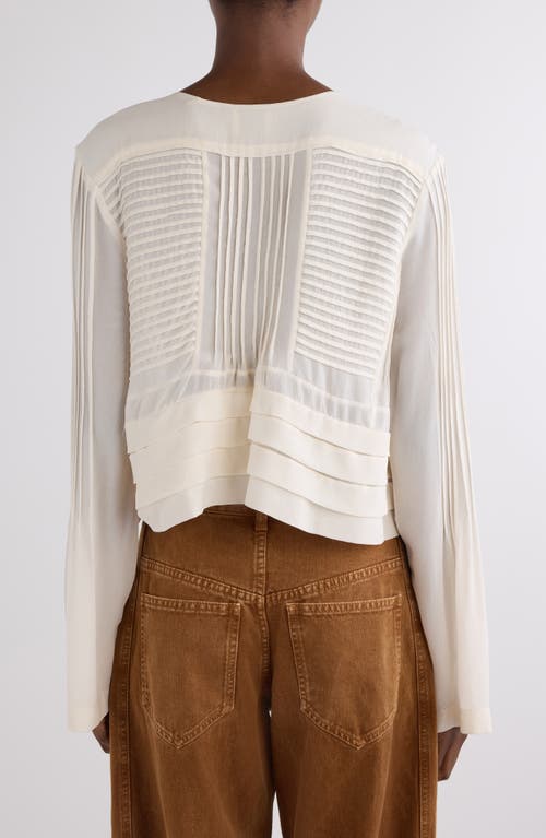 Isabel Marant Carolia Pintuck Silk Snap-up Shirt In Neutral