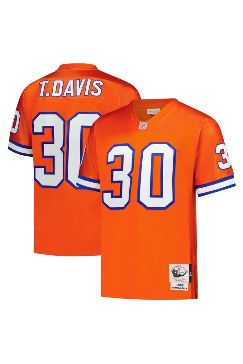 Men's Mitchell & Ness Terrell Davis Orange Denver Broncos 1995 Authentic Throwback Retired Player Jersey, Main, color, Orange