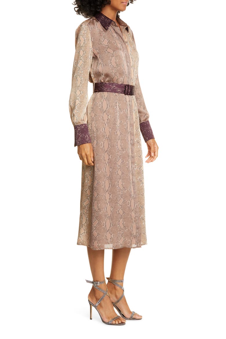Christabella Snake Print Long Sleeve Shirtdress, Alternate, color, AMPHORA MULTI