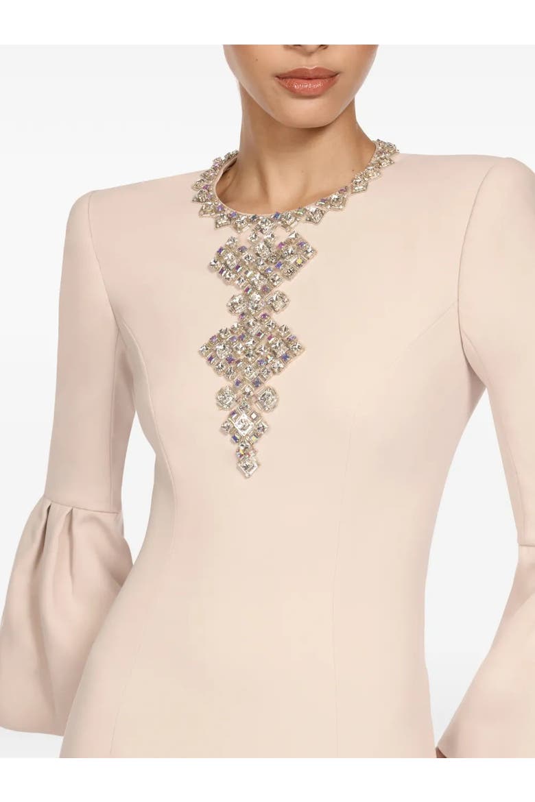 Margoni Bell-Sleeve Embellished Midi Dress, Alternate, color, Moonstone