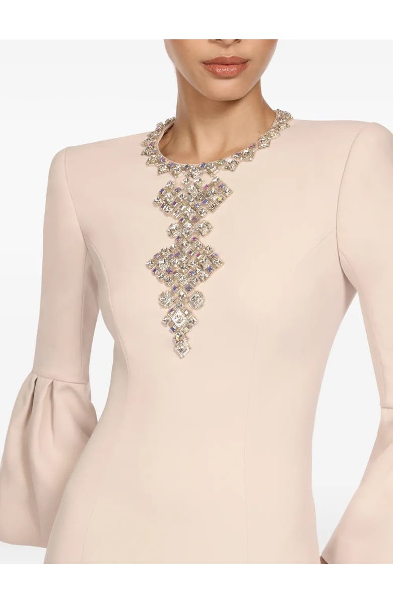 Jenny Packham Margoni Bell-Sleeve Embellished Midi Dress, Alternate, color, Moonstone