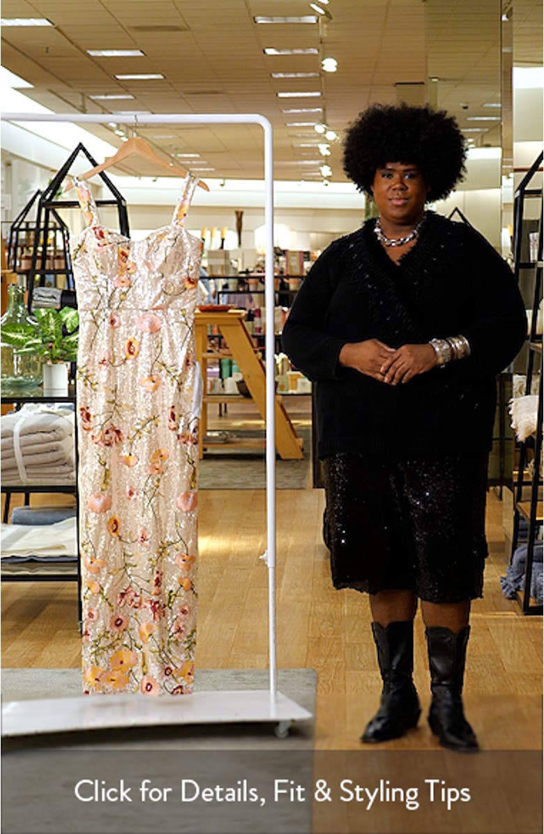 Reese Floral Sequin Sheath Gown, sales video thumbnail