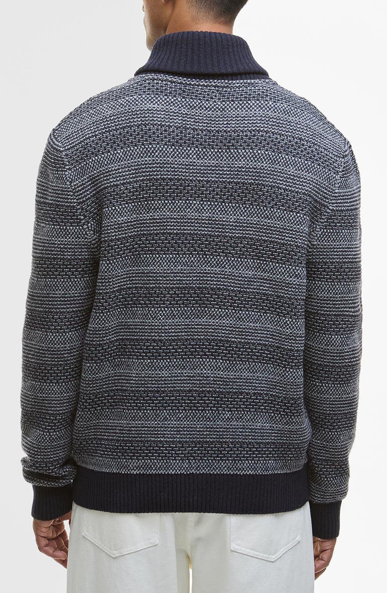 Barbour Helmsley Stripe Wool Zip Cardigan, Alternate, color, Navy