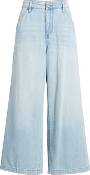 HIDDEN JEANS High Waist Raw Hem Wide Leg Jeans