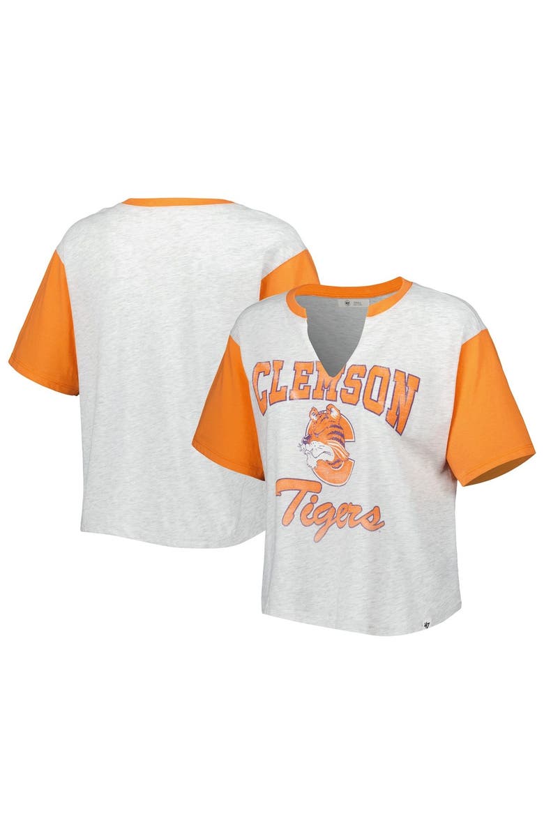 '47 Women's '47 Gray/Orange Clemson Tigers Dolly Cropped V-Neck T-Shirt, Main, color, 