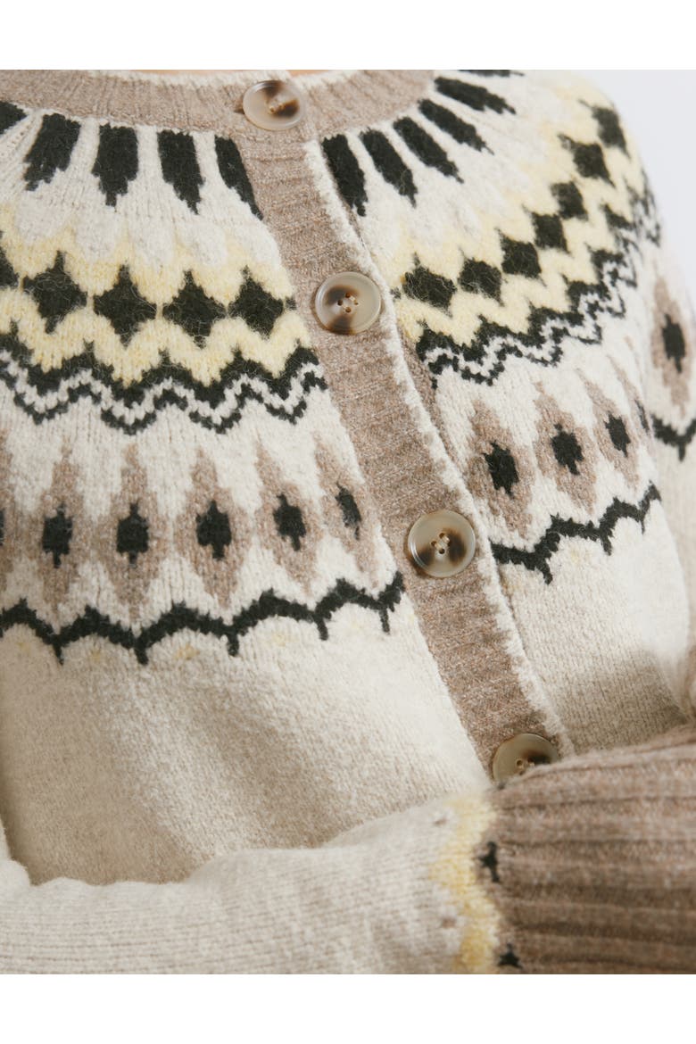Fair Isle Yoke Cardigan, Alternate, color, Neautral