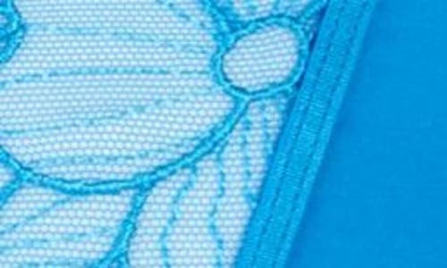 Shop Hunkemoller Hunkemöller Anya Embroidered Mesh Brazilian Panties In Malibu Blue