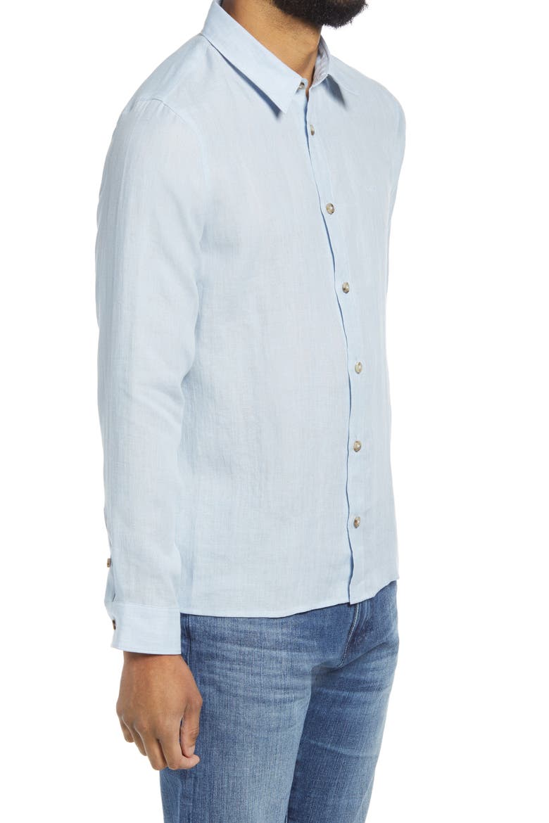 Vincent Slim Fit Linen Button-Up Shirt, Alternate, color, LIGHT BLUE