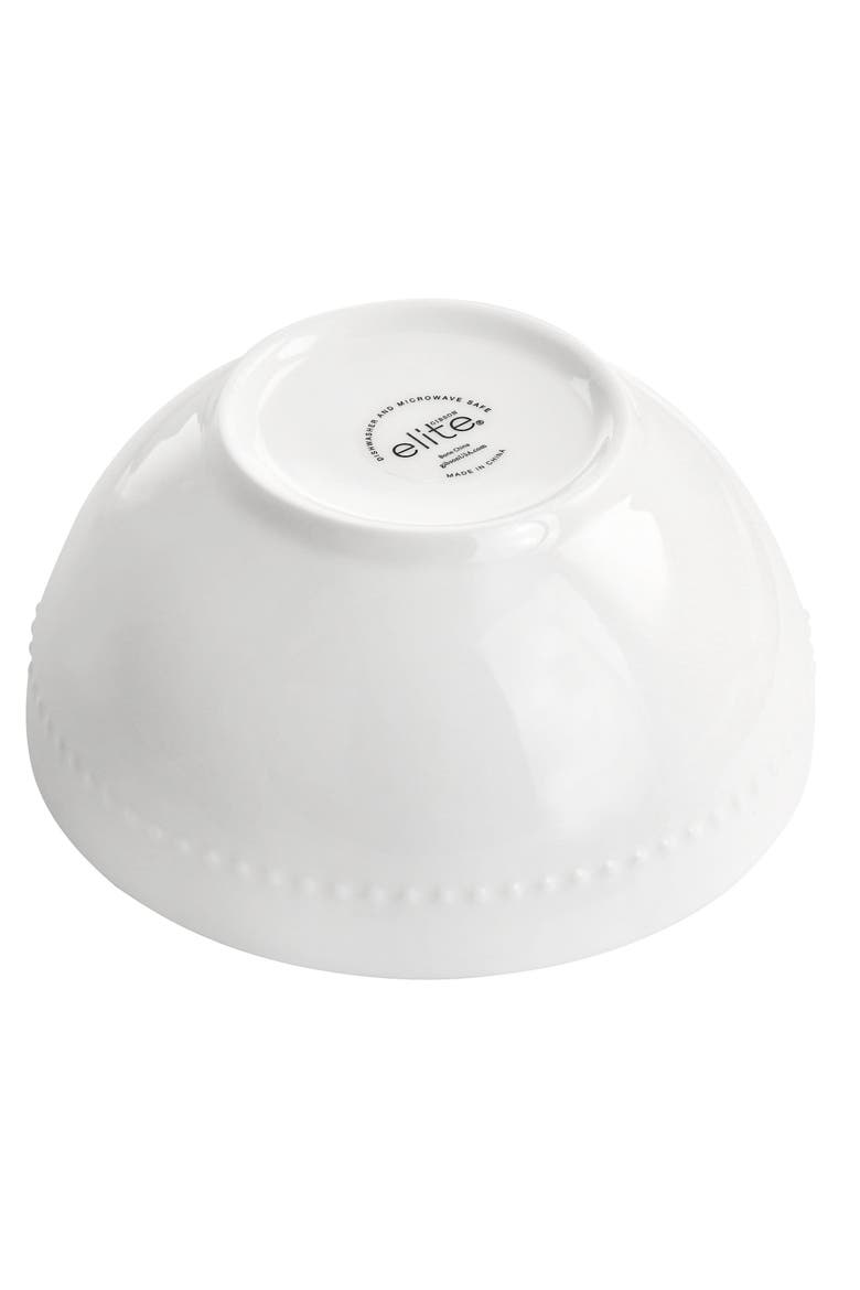 Embossed Bone China 16 Piece Double Bowl Dinnerware Set, Alternate, color, White
