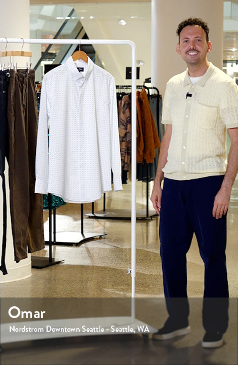 Leeward Trim Fit Print Performance Button-Up Shirt, sales video thumbnail