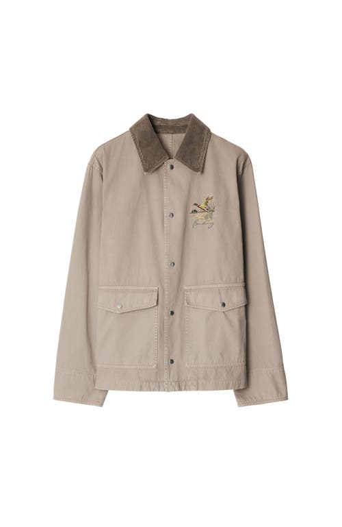 Burberry Men's Canvas Corduroy-collar Work Jacket In Heron