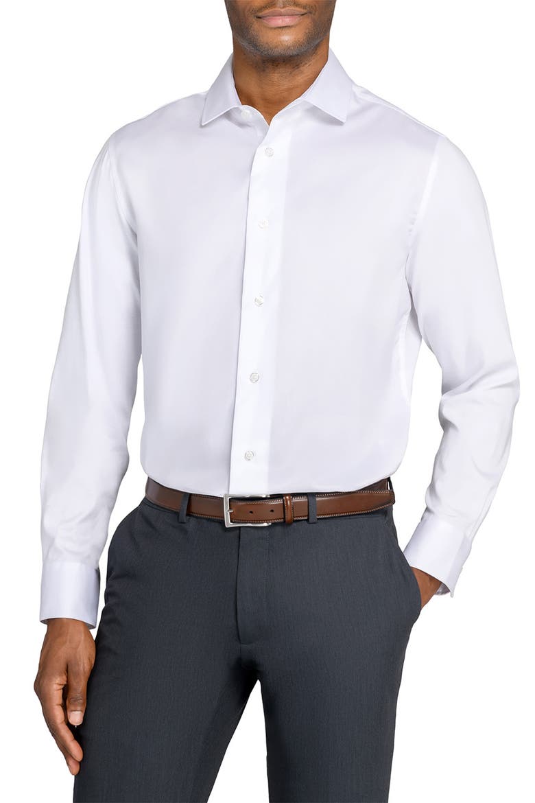 Slim Fit Solid Reworked Dress Shirt, Main, color, WHITE