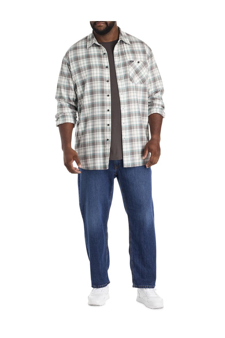 Big & Tall Redmond Plaid Stretch Flannel Sport Shirt, Alternate, color, WHITE