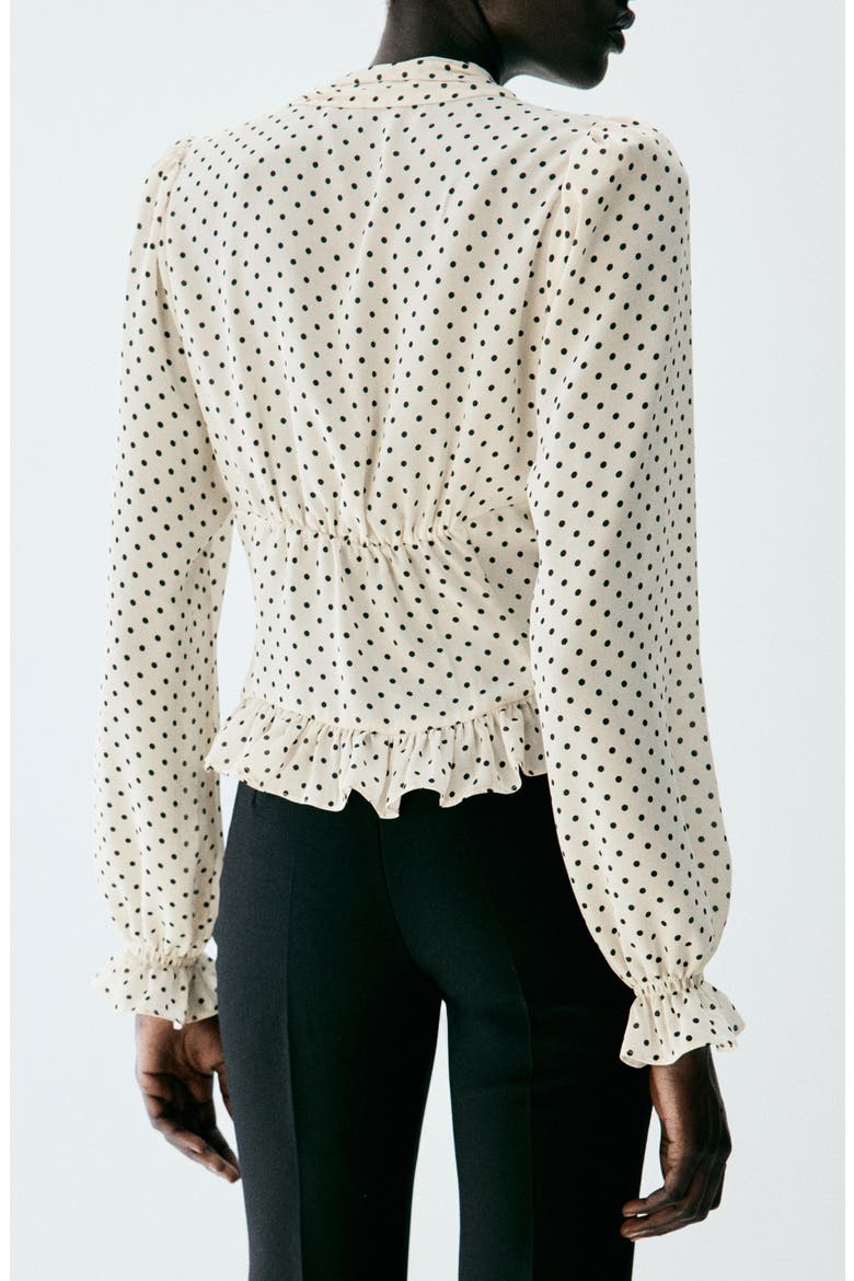 Ruffle V-Neck Top, Alternate, color, OFF WHITE
