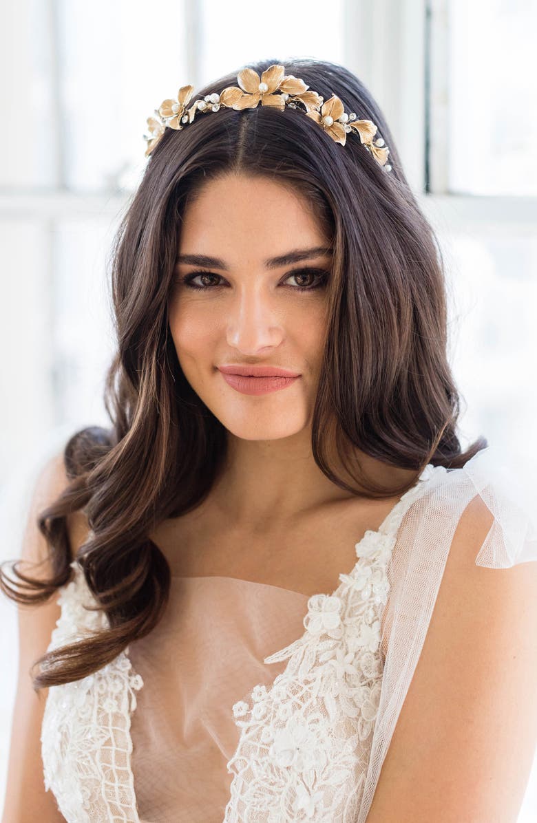 Brides & Hairpins Noemie Halo Crown Comb, Alternate, color, Gold