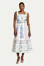 Coast Print Full Skirted Cotton Midi Dress