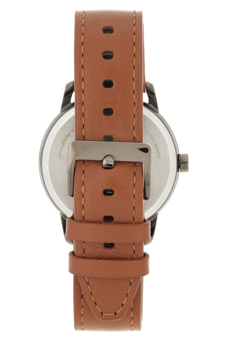 Bold Echo Leather Strap Watch, 40mm, Alternate, color, GRAY