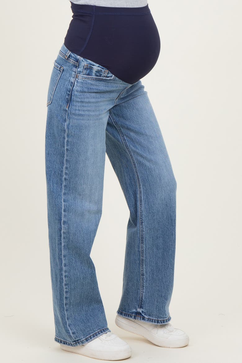 Classic Medium Wash Wide Leg Maternity Jeans, Alternate, color, Light Blue
