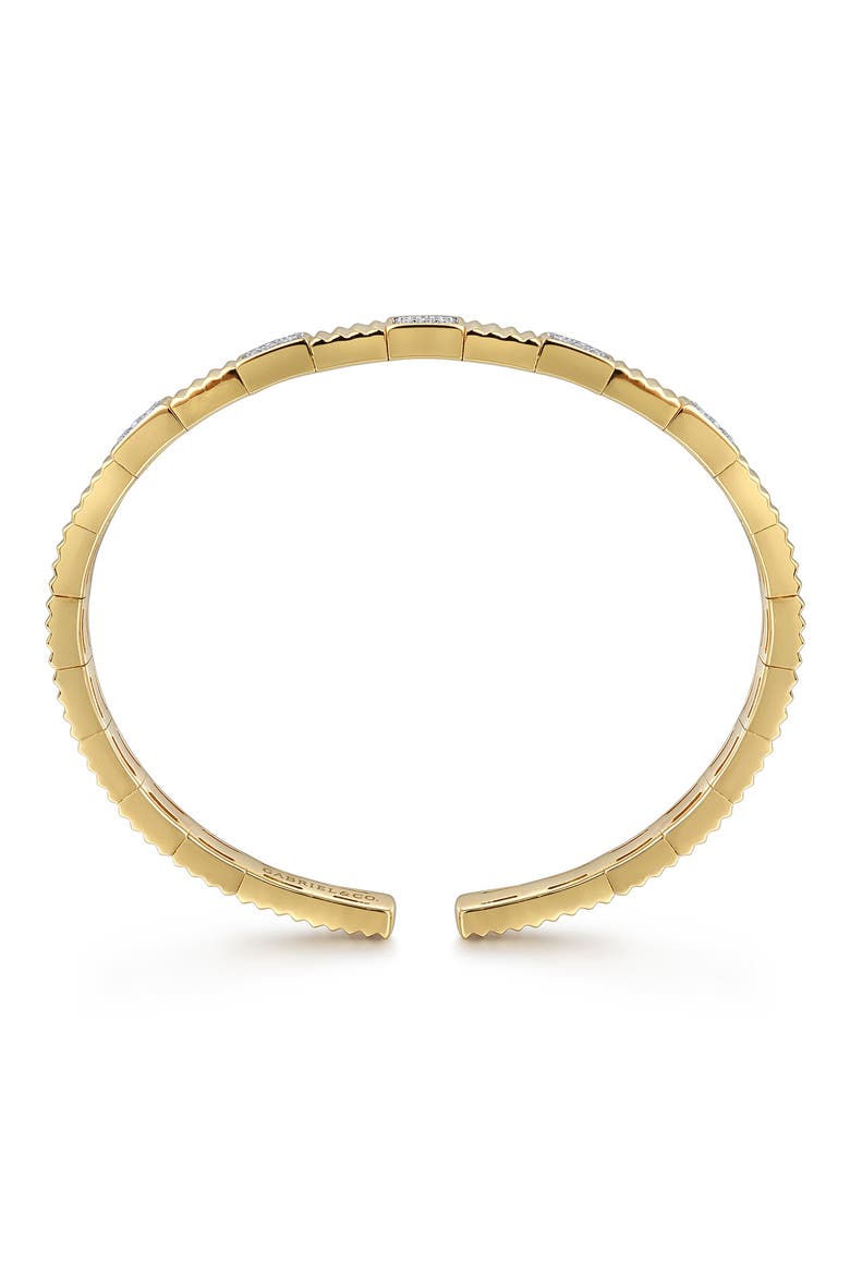 Demure Diamond Cut Diamond & 14K Gold Bangle Bracelet, Alternate, color, 14K YELLOW GOLD