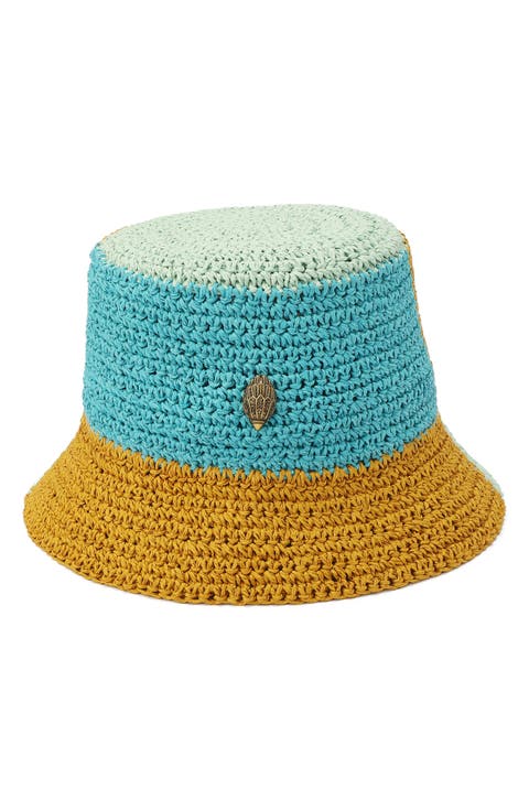 Colorblock Raffia Bucket Hat