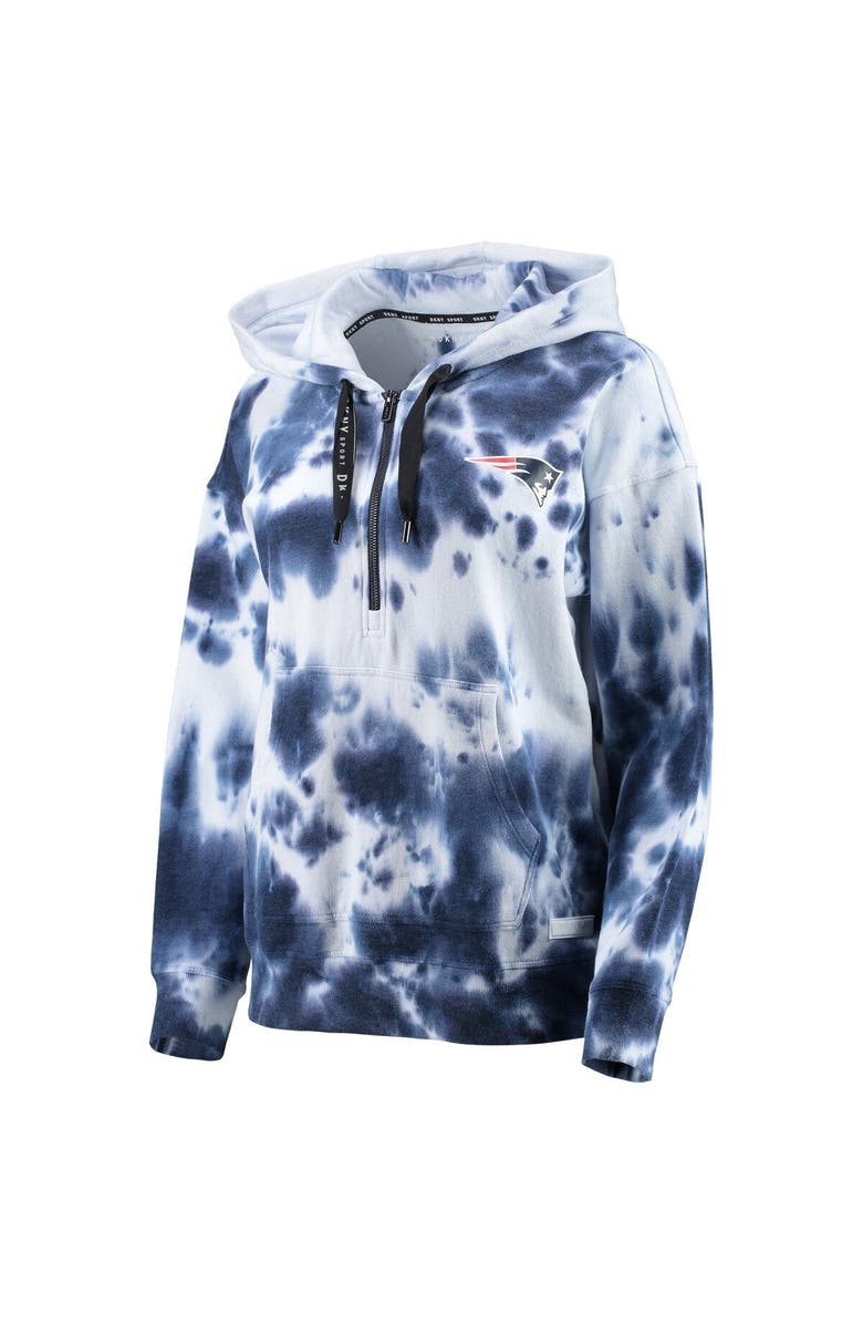 DKNY SPORT Women's DKNY Sport White/Navy New England Patriots Dakota Oversized Tie-Dye Half-Zip Hoodie, Alternate, color, White