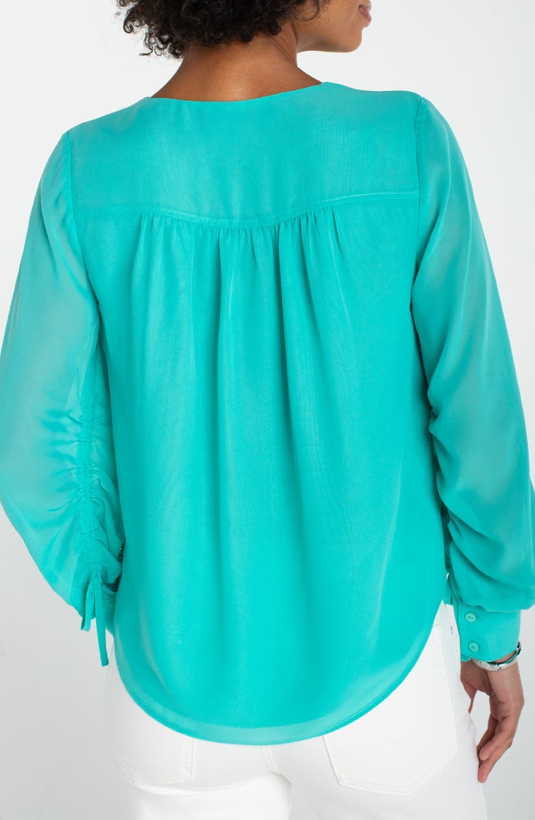 Liverpool Los Angeles Shirred Sleeve Chiffon Top, Alternate, color, Waterfall Teal